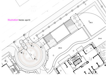 Architectural background, architectural plan, construction drawing, landscape