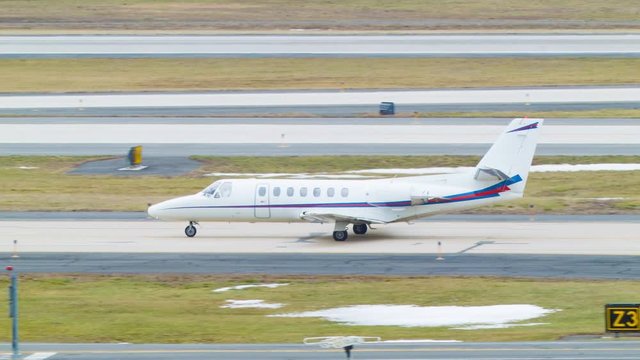 Generic White Business Jet Taxiing at Washington DC Dulles International Airport