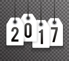 New Year 2017 Text Symbol Labels Icon Transperent Background Template Vector Illustration