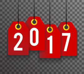 Obraz na płótnie Canvas New Year 2017 Text Symbol Labels Icon Transperent Background Template Vector Illustration