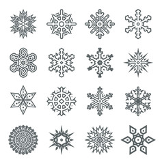 Snowflakes geometric abstract geometry Cristmas New Year Icons Greeting Card Design Elements Template Vector Illustration