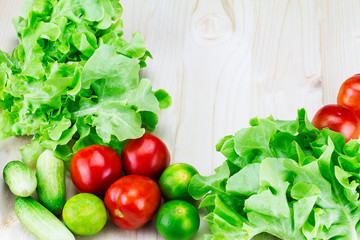 Vegetables on wooden background