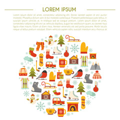 Naklejka premium Vector winter cartoon background