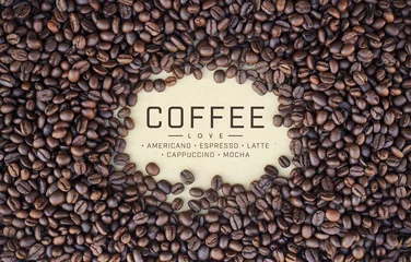 Fotobehang coffee beans on paper texture © memorystockphoto