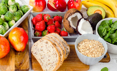 Foods Highest in Fiber. Healthy diet eating.