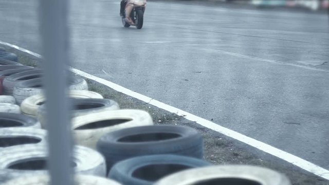 orange sport bike on a flat part of the track hd