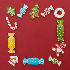 Frame of Christmas cookies