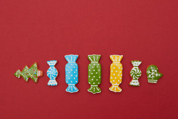 Christmas gingerbread cookies with icing