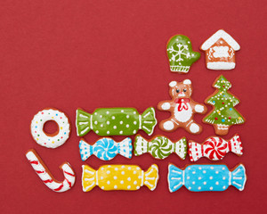 Naklejka premium Corner frame of Christmas cookies