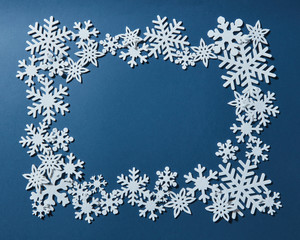 Frame of Christmas snowflakes