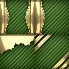 gold on green texture background set
