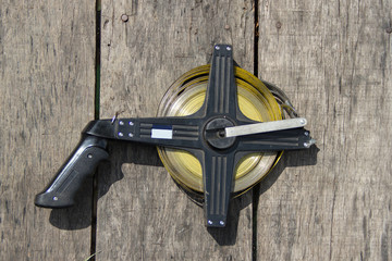 Tape placed on the wooden floor