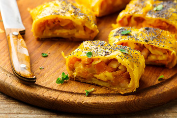 Pumpkin  strudel .selective focus.