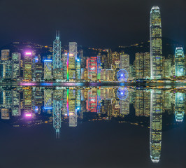 Hong Kong victoria panorama at night,china.