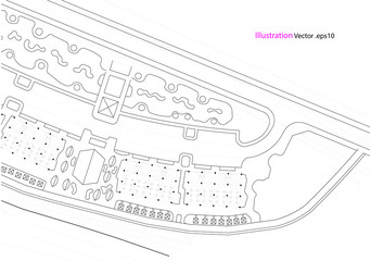 Architectural background, architectural plan, construction drawing landscape