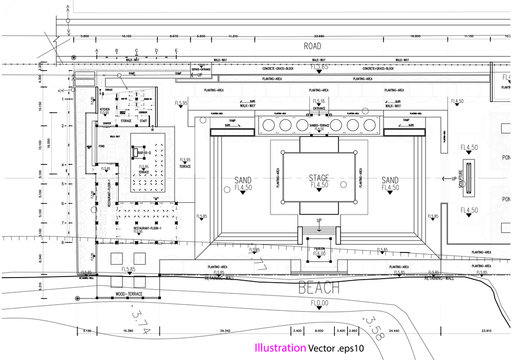 Architectural background, architectural plan, construction drawing landscape