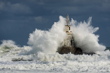 Lighthouse in the port of Ahtopol, Black Sea, Bulgaria