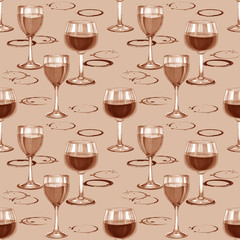 Wine seamless pattern. Hand-drawn pattern with wine stains 