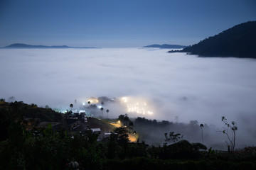 fog in morning with mountain at Khao Kho, Phetchabun, Thailand