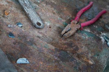 detail of precision tools Of Machinery At Workshop.