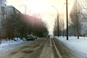 road city car winter