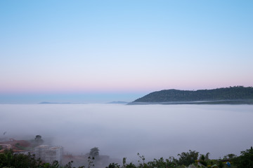 fog in the morning with mountain at Khao Kho, Thailand