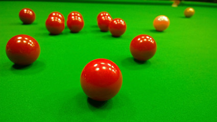 Bright colorful balls to play snooker