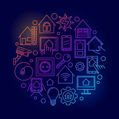 Smart home bright line illustration