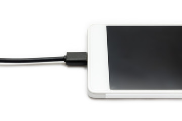 Smartphone and Data Cable Connected