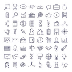 Business icons set. Different isolated symbols and signs on white background.