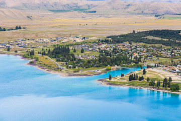 Fototapeta na wymiar Aerial View of Lake Tekapo, New Zealand