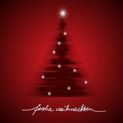 Weihnachtsbaum Tannenbaum Christbaum, "frohe Weihnachten" - abstrakt - rot weiß - grafischer Hintergrund - Element für Grußkarten