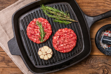raw burgers from organic beef  