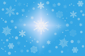 Fototapeta na wymiar Снежинки на голубом фоне.