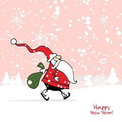 Obraz premium Santa Claus in winter forest. Christmas card