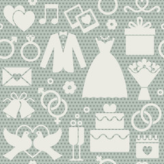 Dotted seamless pattern background with wedding icons