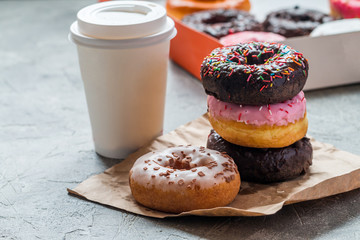 Stack of assorted donuts