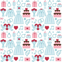 Romantic wedding seamless pattern background 1