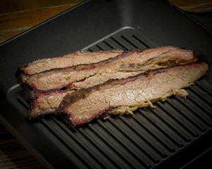 Smoked Beef Brisket On A Cast Iron Grill