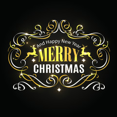 Merry Christmas typographic label.