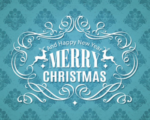 Obraz premium Merry Christmas vintage typographic label