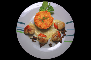 assiette,coquilles saint jacques