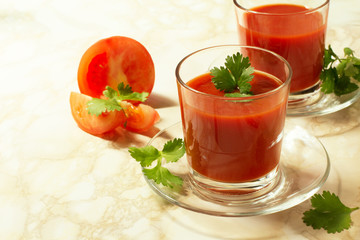 Tomato juice in glass