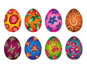Easter eggs icons flat style.