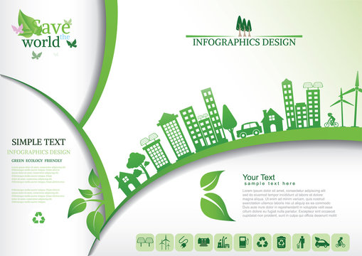 Ecology connection  concept background . Vector infographic illu