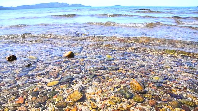 Clean nature sea waves towards the coast of  Sattahip Chonburi Thailand
