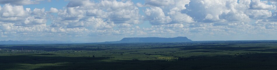 The beautiful views on the mountain and old building of Thailand.
