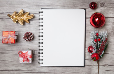 Christmas letter writing on white paper with decorations.