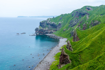 Obraz premium Japan, summer, cape of Hokkaido, North blue sea 