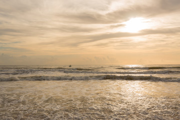 beautiful summer sea and clear sky with cloud background